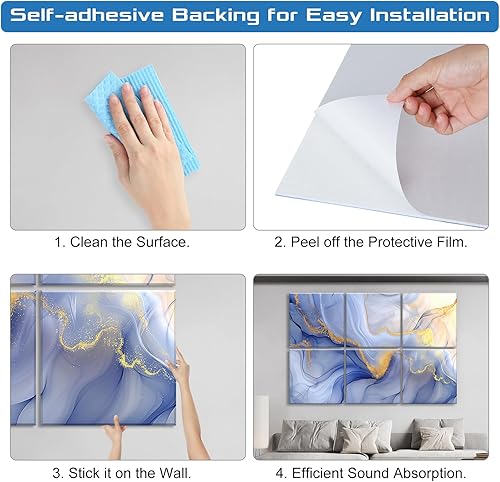 Miniatura 132 de Paquete de 8 paneles acústicos artísticos de espuma a prueba de sonido para paredes, paneles decorativos absorbentes de sonido de 48 x 32 pulgadas