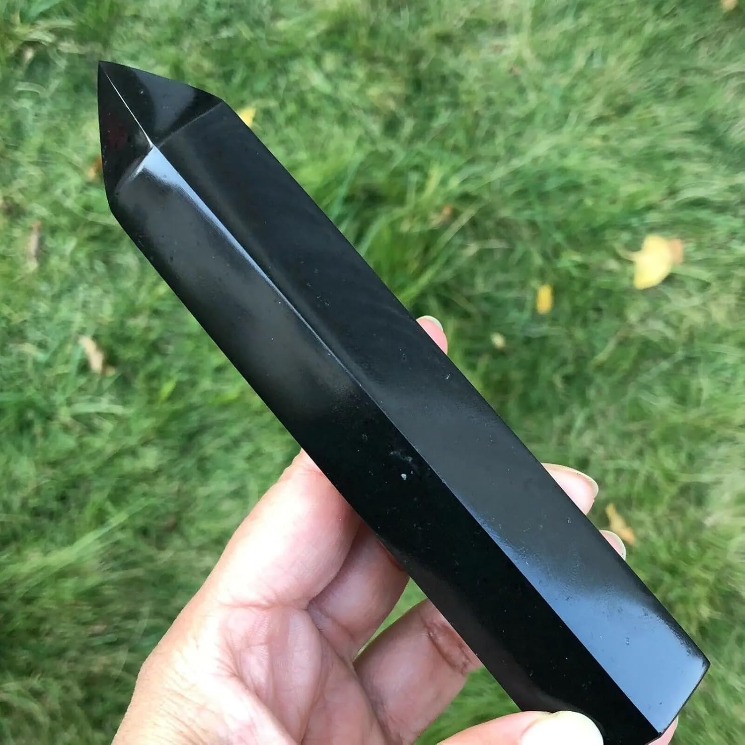 AtkitS Beautiful Natural Obsidian Quartz Crystal Pointed Stick Home Decoration (Size : 350-400g)