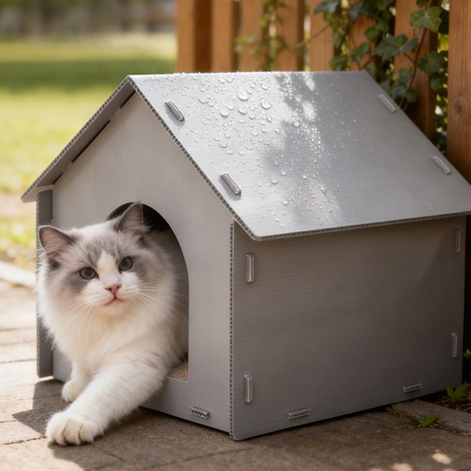 Generico Cuccia per Gatti Rifugio Chiuso Impermeabile con Cuscino | Rifugio Esterno Per Gatti Resistente Alle Intemperie Per Patio, Cortile, Giardino, Casa, E Animali Sonno Invernale