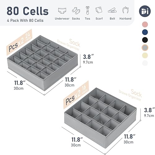 Miniatura 11 de Joyoldelf Organizador de cajones para calcetines, organizador de ropa interior, organizador de 16 celdas de tela, cajas de almacenamiento para Beige