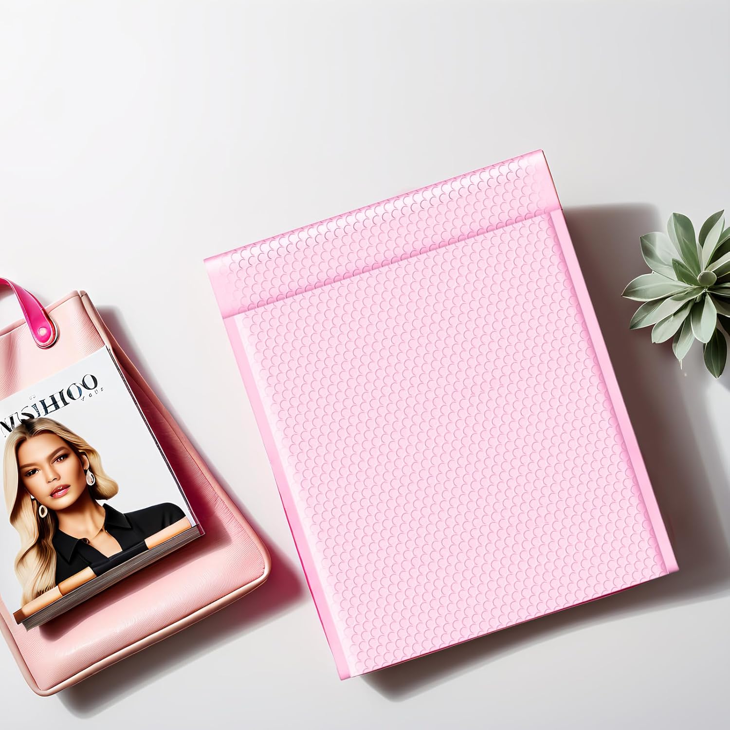 PowerKing Pink Bubble Mailers 8x10 Inch Padded Envelopes 50 Pack, Self -Seal Waterproof Poly Bubble Shipping Bags for Mailing Jewelry, Makeup, Small Business