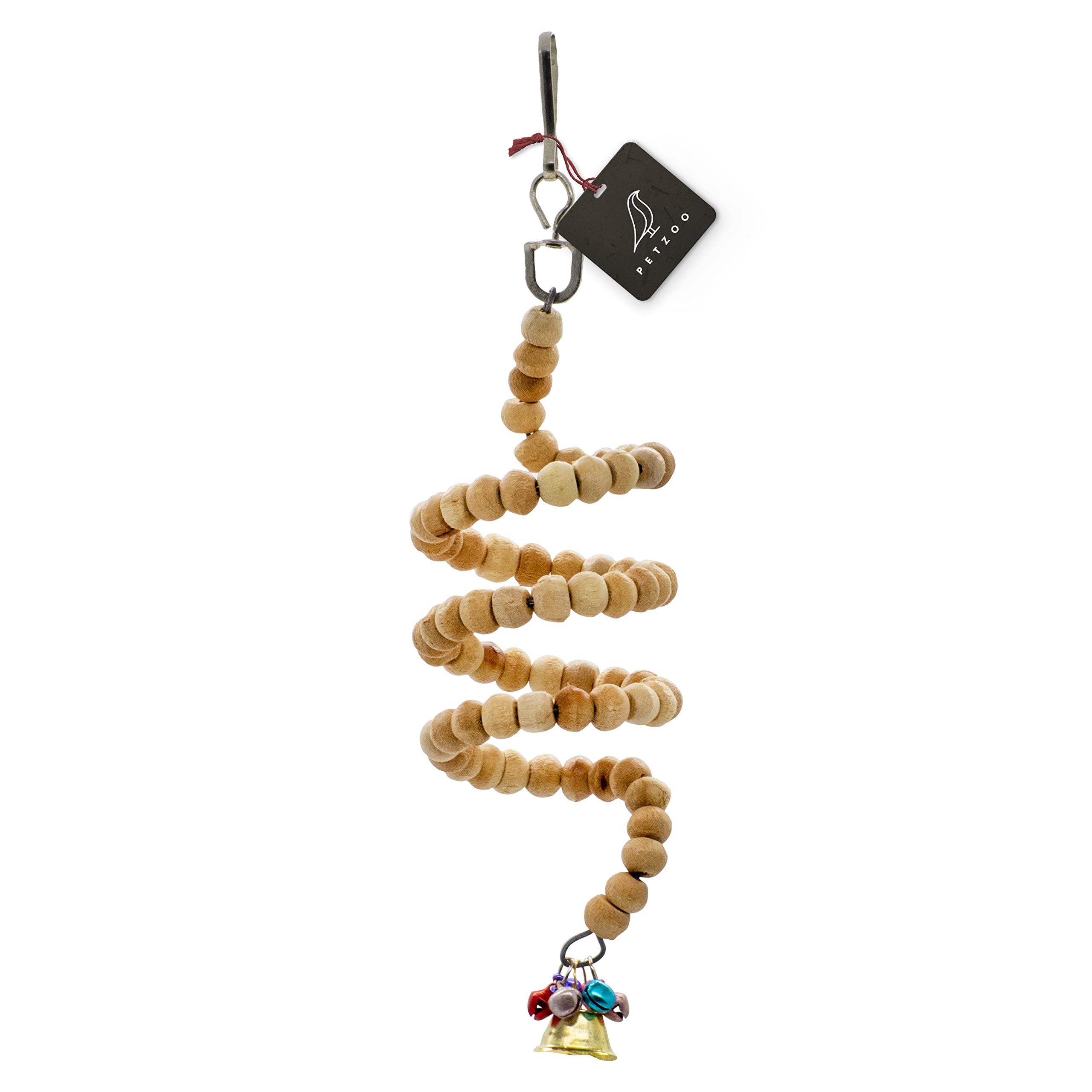 PETZOO Natural Wooden Beaded Spiral Hanging Cage Chew Toy for Your Birds, Parrots, Finches, African Gray, Conure Activity (B0BRG91981) Amazon Price History, Amazon Price Tracker
