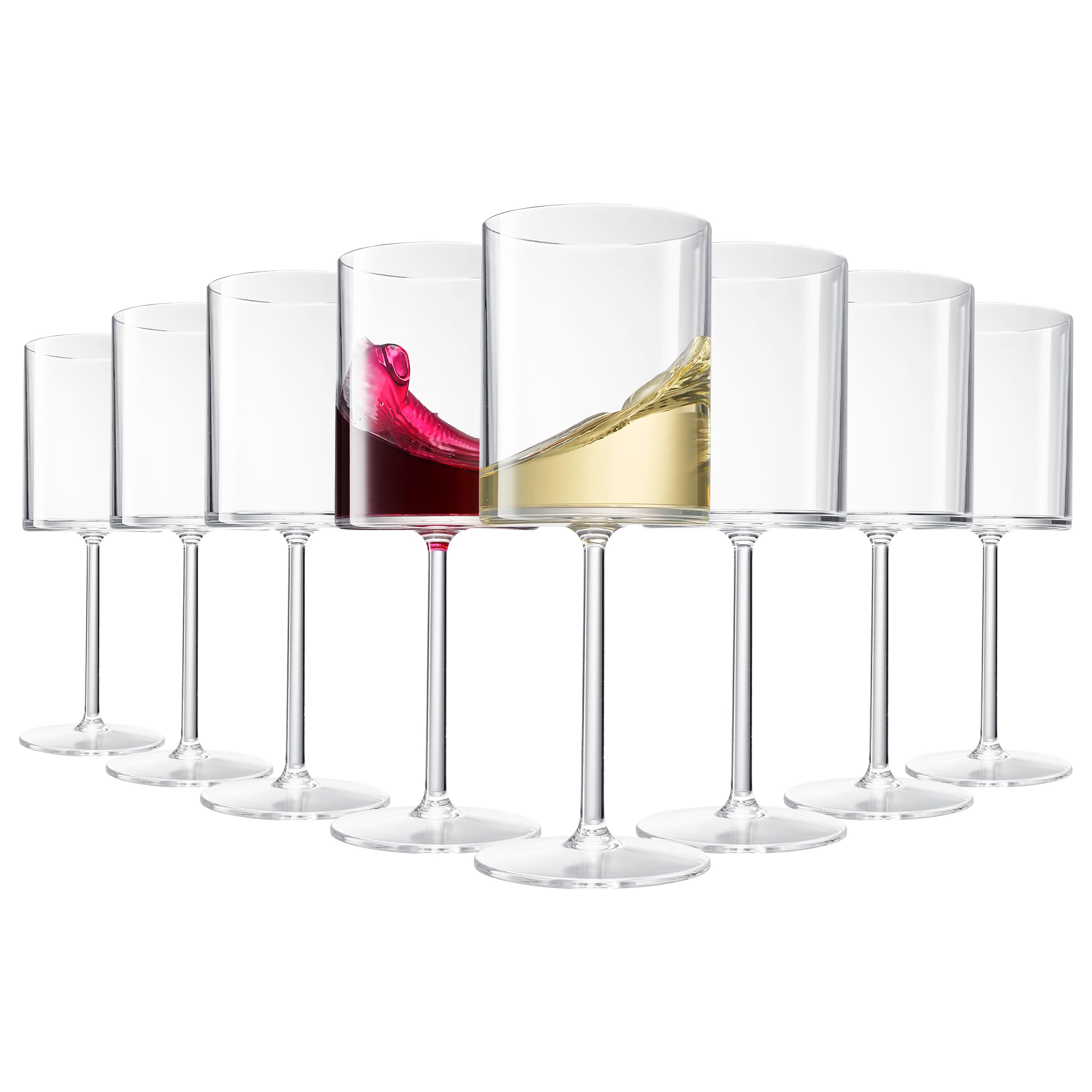 Amazon.com | Unbreakable Stemmed Square Tritan Acrylic Wine Glasses  European Style | Set of 8 | 100% US Drinkware, 18 oz Dishwasher Safe Clear  Color Shatterproof BPA-free plastic, Floating Pool, Indoor and Outdoor: Wine  Glasses