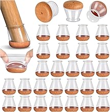 32 Pieces Round Chair Pads with Thickened Upgraded Felt Pads, Chair Leg Covers, Furniture Chair Leg Protectors for Wooden Floors (Transparent)