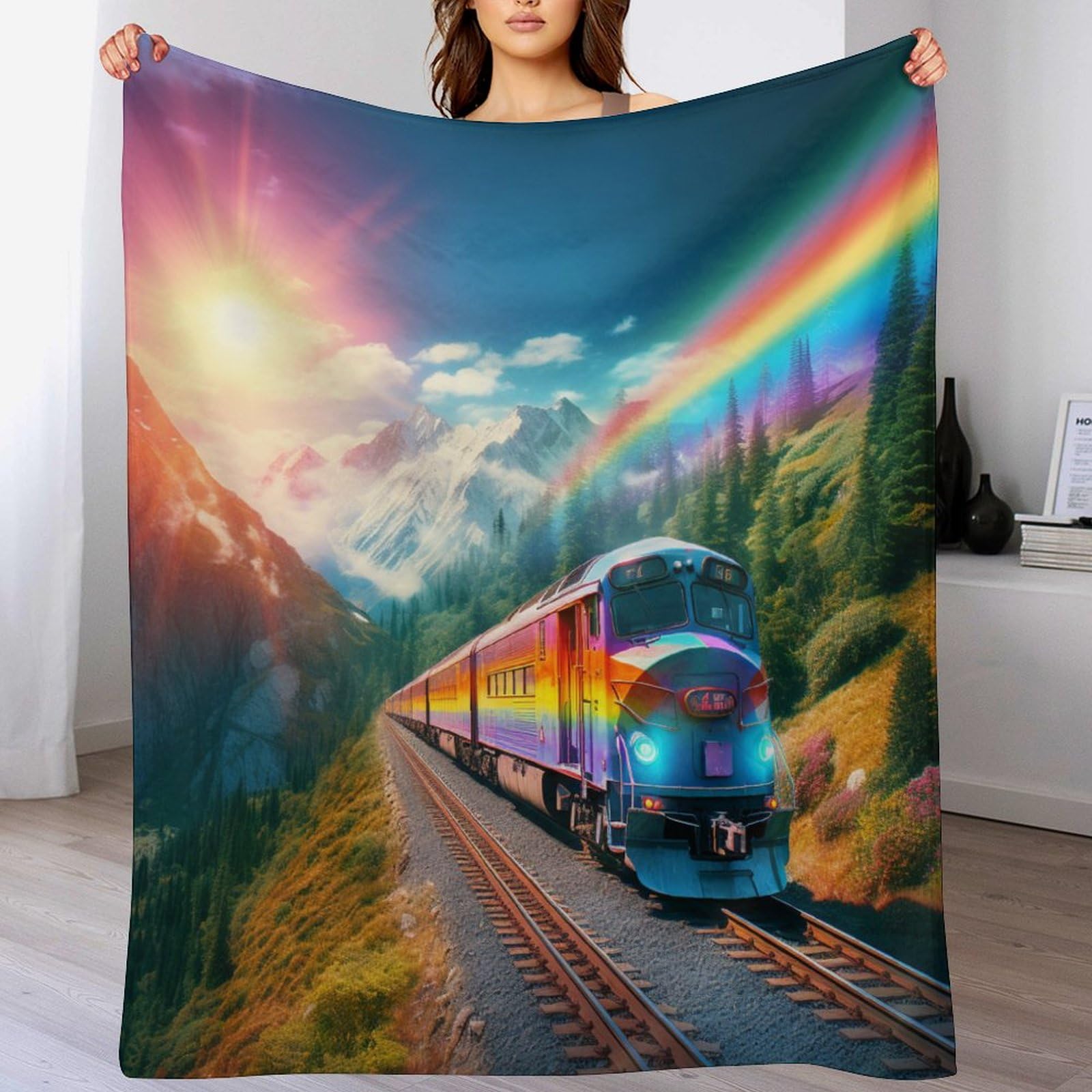 Couverture lit arc-en-ciel chaude pour canapé et lit