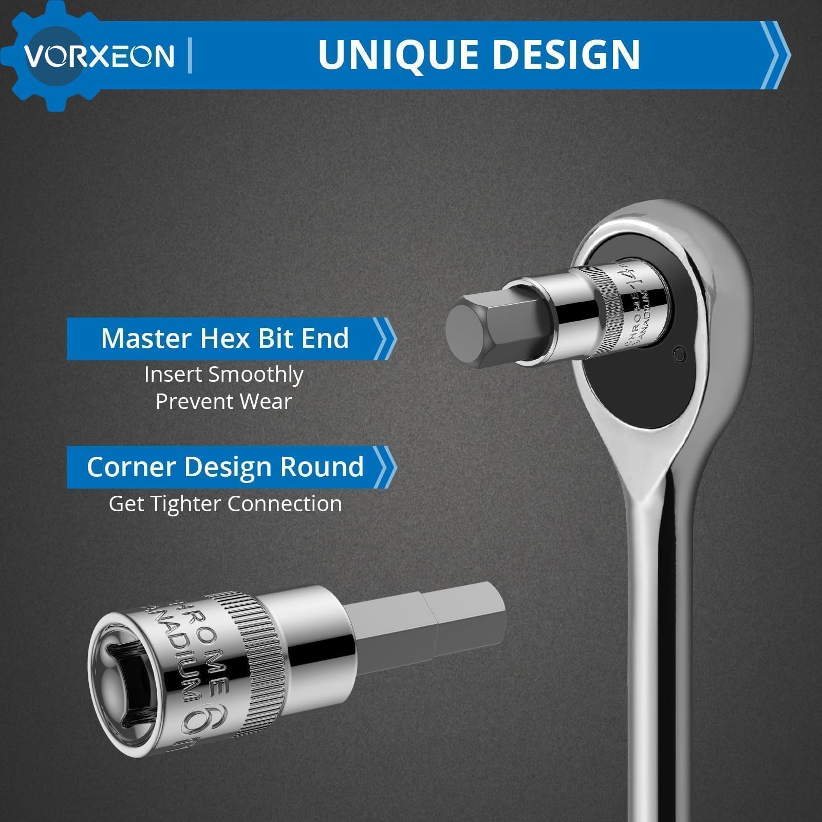 Amazon | VORXEON SAEおよびメトリックアレン六角ビットソケット32点