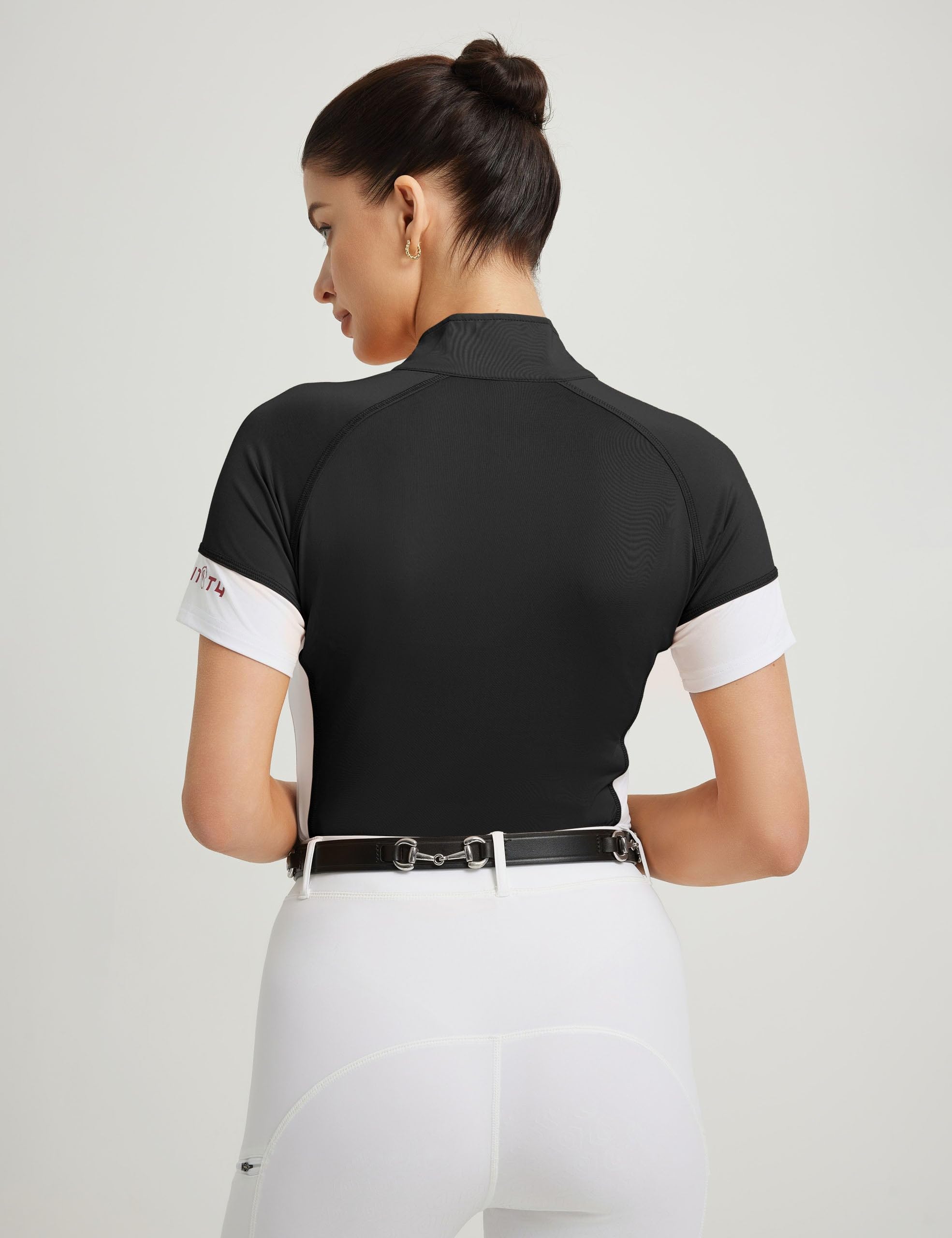 FitsT4 Sports Chemise d'équitation à manches courtes pour femme UPF50+ - Respirant - Demi-fermeture éclair