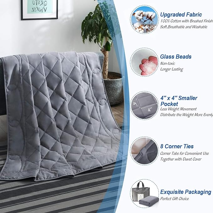 OLLYVOGUE Weighted Blanket Twin Size 12 lbs, 48''x72'' Cooling Heavy Blanket