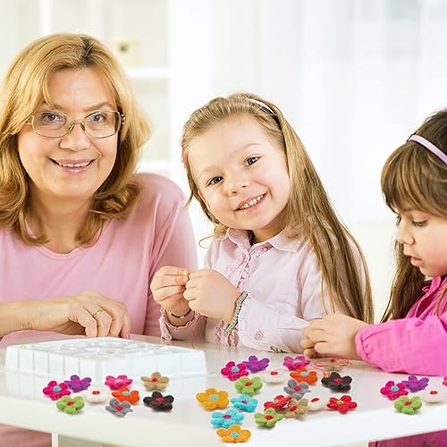 Miniatura 3 de GLACIART ONE Lana de fieltro de flores de margarita para manualidades, 24 unidades, margaritas para manualidades para adornos navideños, móvil de