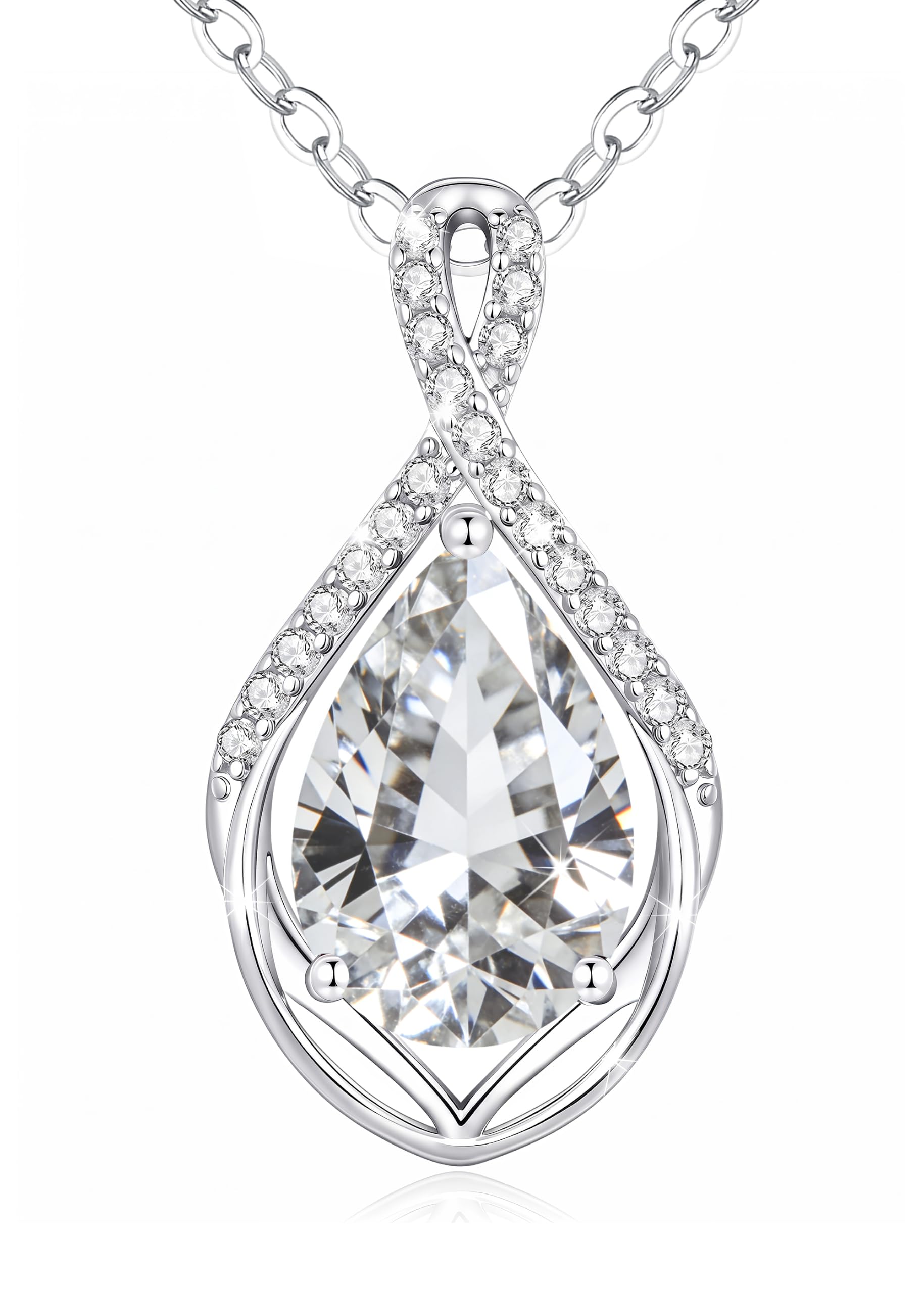 CDE Infinity Teardrop Birthstone Necklace Adjustable Jewelry for Women Gift | Waterproof,Hypoallergenic,Ideal Office Pendant,17.7″+2″,Wedding Anniversary Christmas Gift for Her
