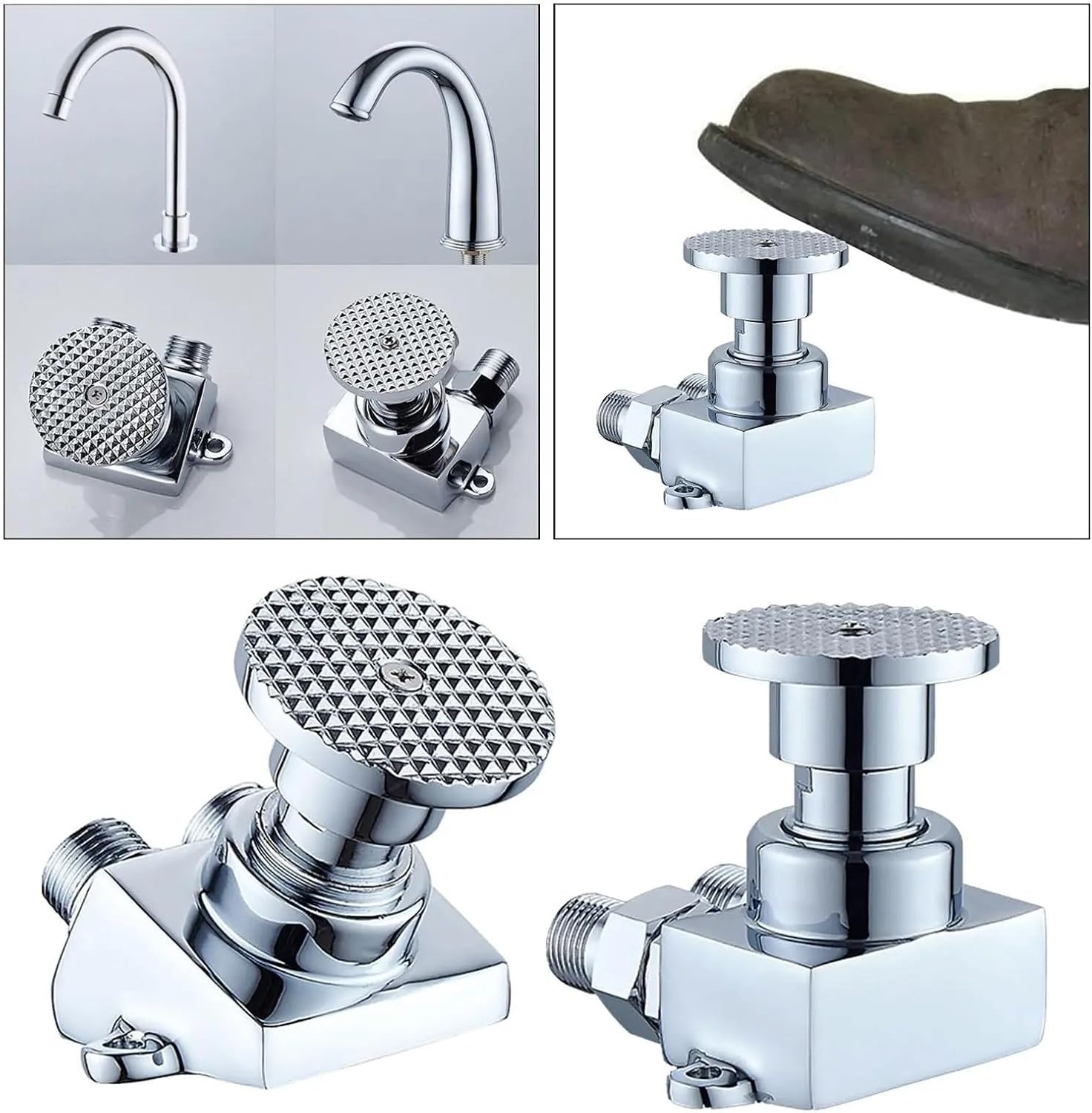 Sink Tap Basin Faucet Floor Foot Pedal Control Switch Copper Single Cold(Slant Type)