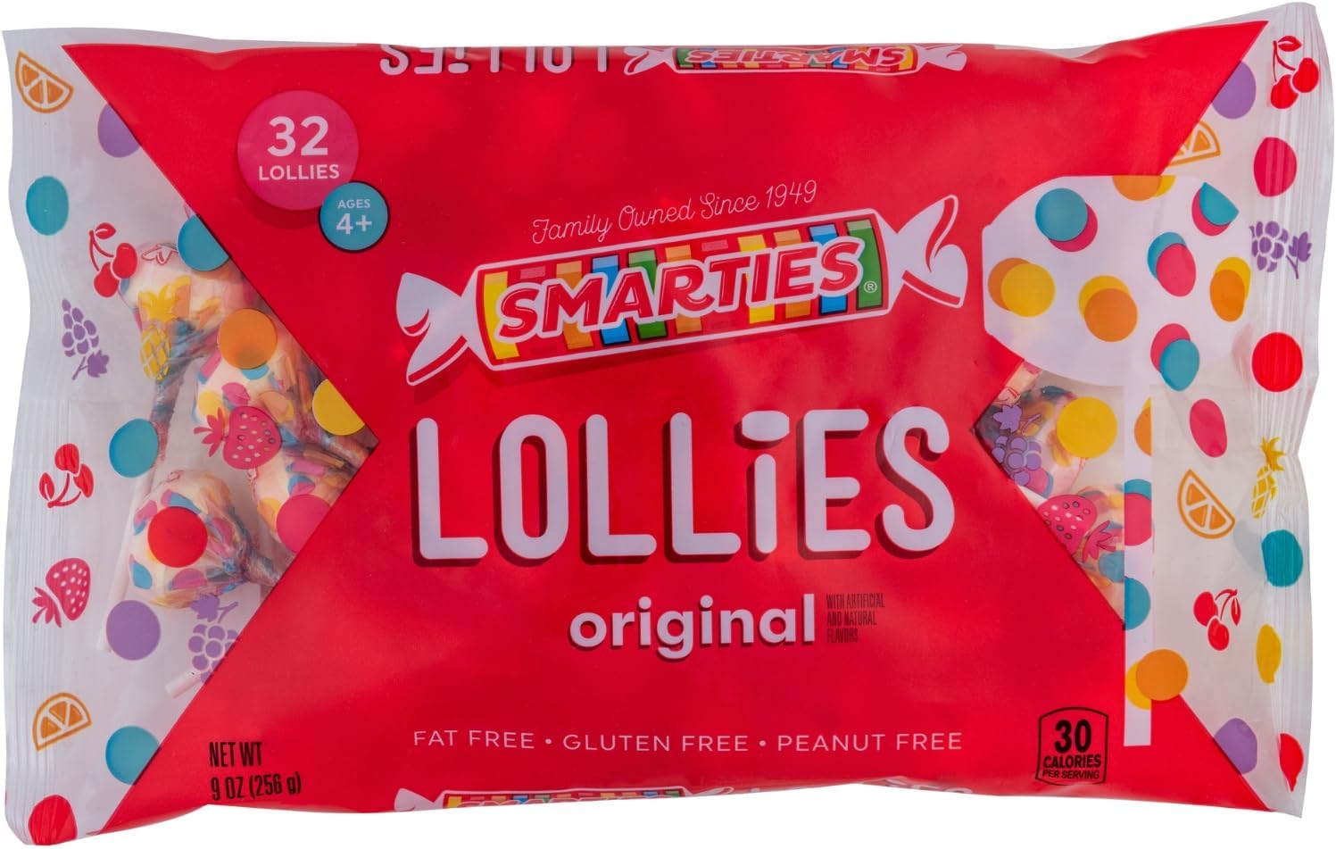 Double Lollies - Gluten Free, Peanut Free, Fat Free Assorted Fruity Flavors Lollipops - Low Calorie Perfect for Birthdays, Parties - Made by US Candy Company Since 1949-9 oz Bag (Pack of 1)
