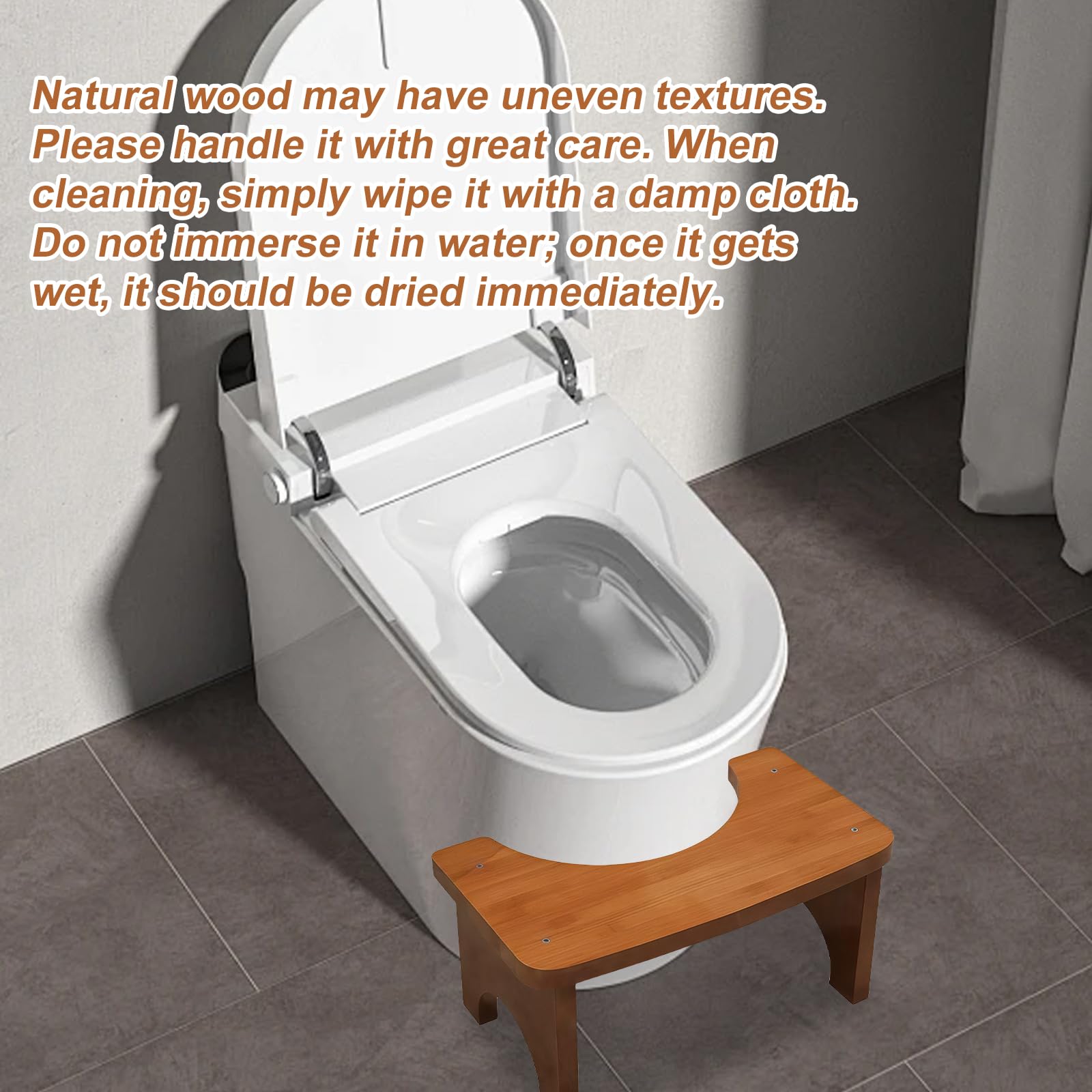 37 x 20 x 17 cm. Sgabello ergonomico per WC, in bambù stabile per adulti con design naturale, sgabello sano e portatile, supporto per la seduta antiscivolo in caso di stitichezza
