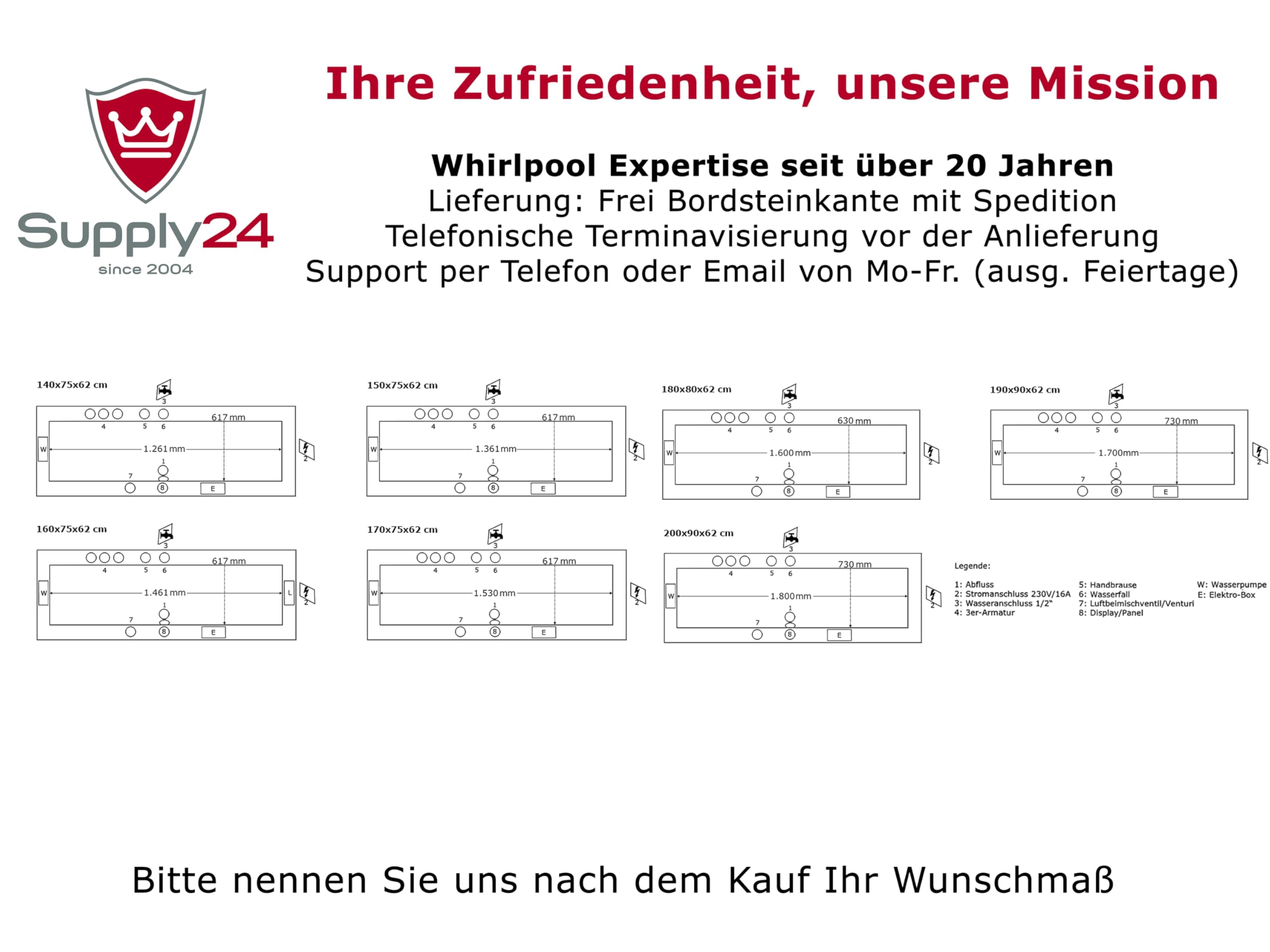Whirlpool Badewanne Relax Basic – Made in Germany | Eckbadewanne mit 14/16 Massage-Düsen, LED-Beleuchtung & optionalen Armaturen | 180 x 80 cm | Spa-Badewanne für 2 Personen