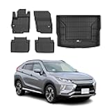 Premium Floor Mats & Cargo Liner for Mitsubishi Eclipse Cross 2018-2024 Car Mats All Weather 3D Custom Fit Rubber Mat Waterproof Odorless TPE Floor Liners Laser Measured Non-Slip (Black)