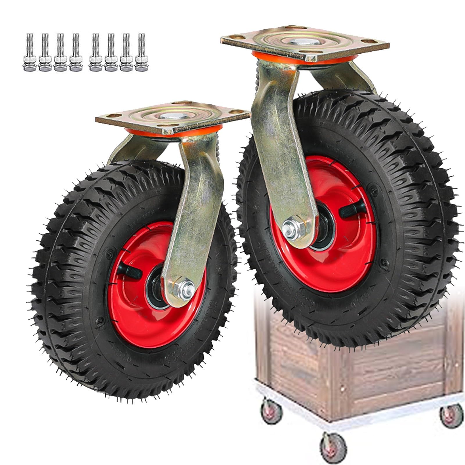 Roulettes en caoutchouc pour chariot de transport charge 450 LB