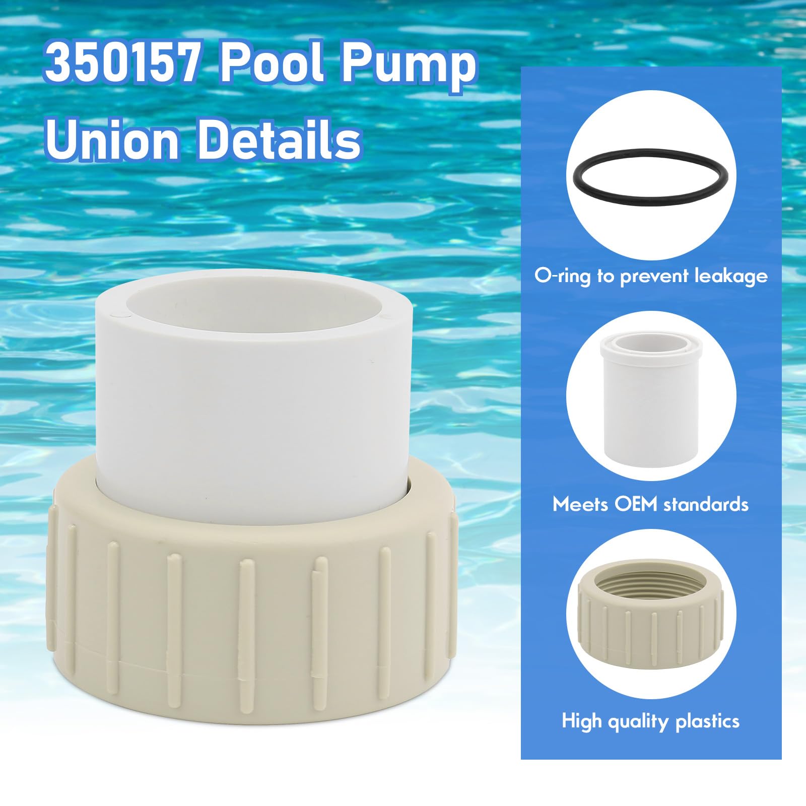 350157 Lot de 2 raccords de pompe de piscine de rechange pour pompes de piscine et spa Pentair Superflo à vitesse variable et SuperMax