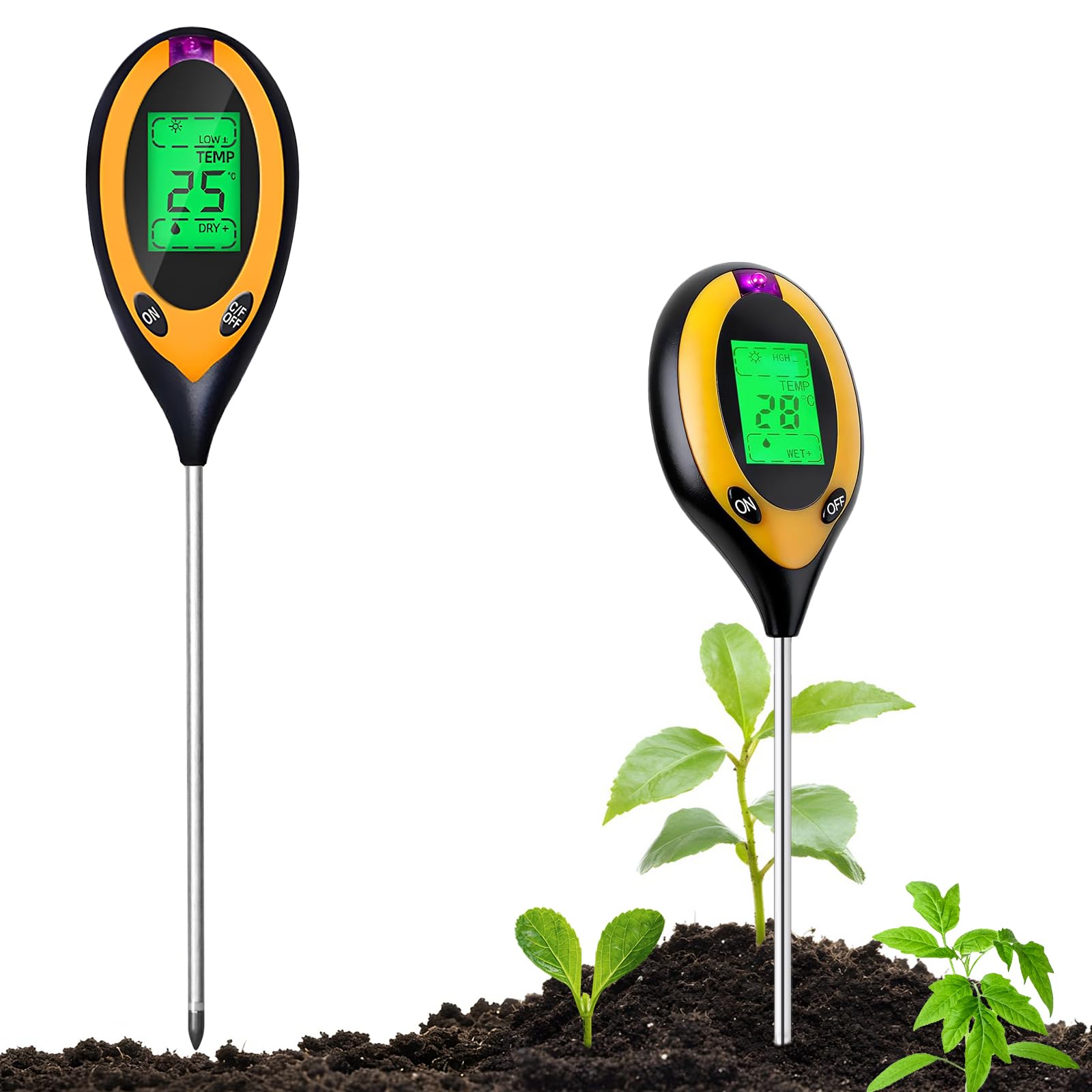 NHYDZSZ 4 in 1 Bodenmessgerät, pH Messgerät Erde, Bodentester für pH Wert, Feuchtigkeit, Temperatur & Licht, Rasen pH Wert Tester für Garten, Pflanzen, Landwirtschaft, Rasen und Gemüsegarten
