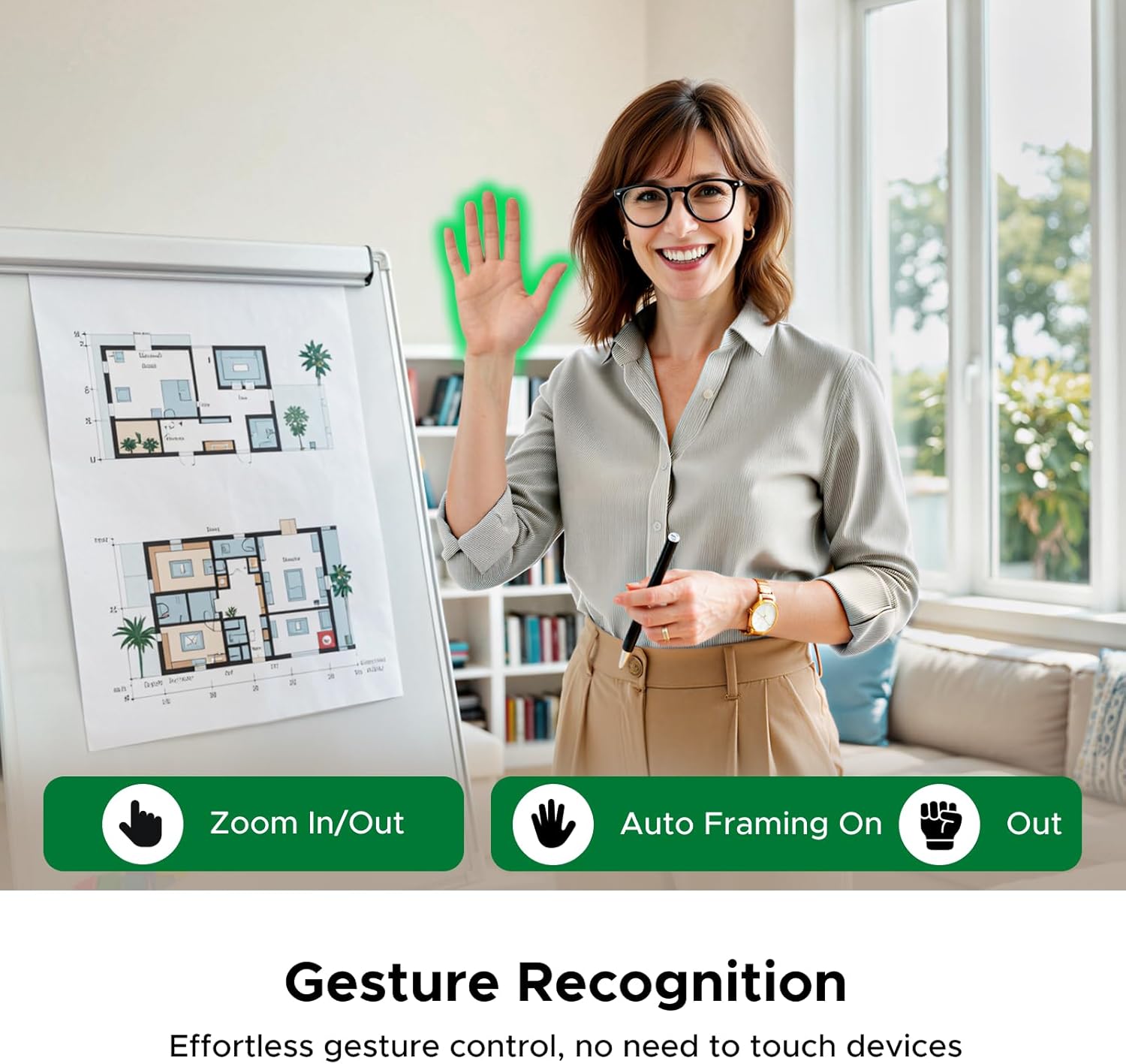 UGREEN FineCam Pro 4K Webcam for PC with 7 Filters Switching, 1/2" Sensor, Auto Framing, Face AE, AI Noise-Canceling Mic, Gesture Control, PDAF Auto Focus for Streaming, Conference, OBS Zoom, Switch 2