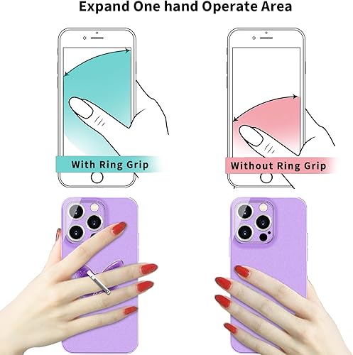 Miniatura 4 de TACOMEGE Soporte para teléfono con purpurina brillante, diseño de mariposa, color morado para mujeres y niñas, compatible con smartphone, tableta