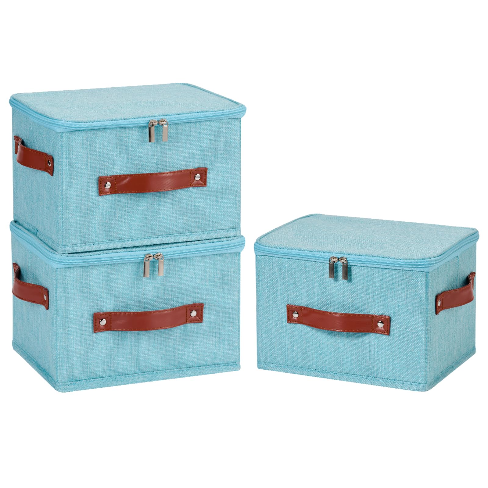 3PCS Storage Bins Boxes with Zippered Lid Decorative Baskets