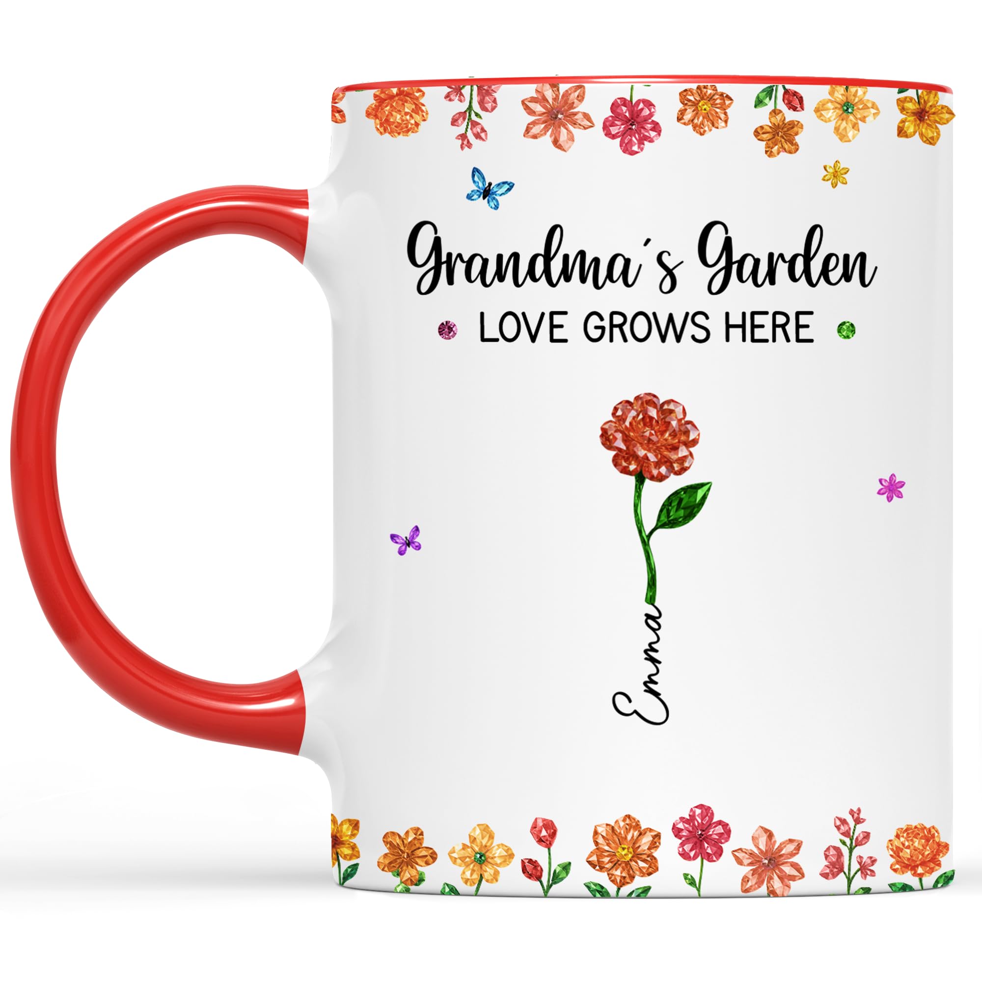 Personal Chic Custom Mug Name - Granny's Garden Love Grows Here - Personalised Mum Gifts, Grandma Gift, Mummy Mug, Grandma Cup, Personalised Mum Mugs, Granny Mugs (1 Kid) — image 1