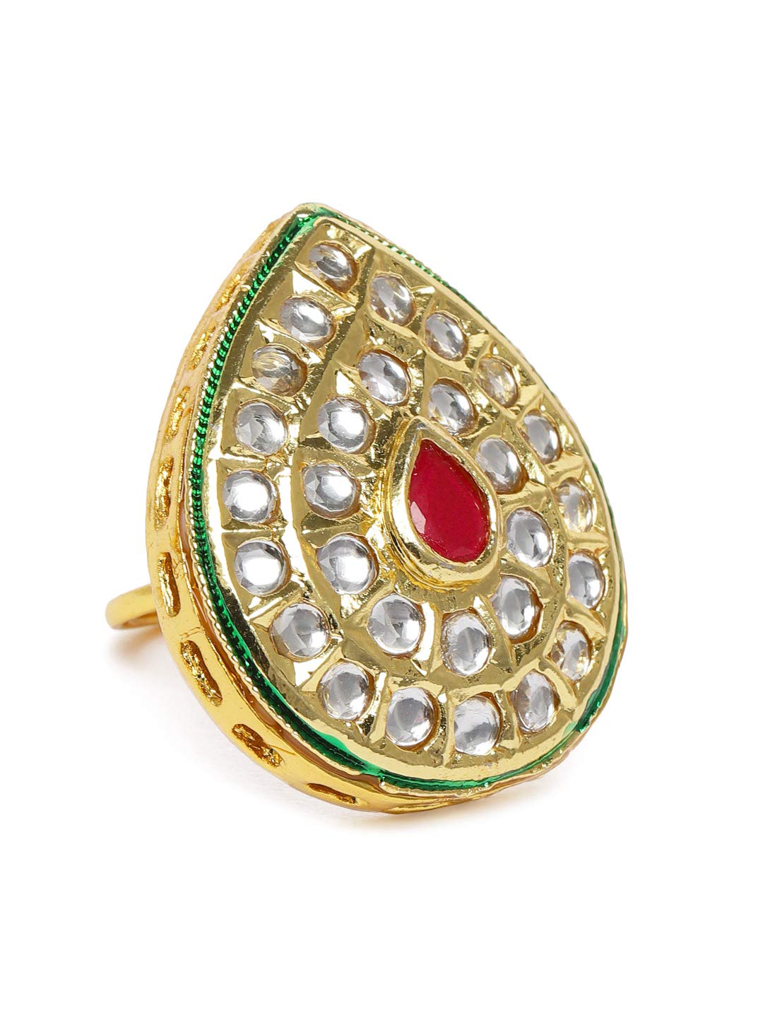 ZAVERI PEARLS Gold Tone Traditional Kundan Tilak Shape Adjustable Finger Ring For Women-ZPFK9981 (B08TZSXNDT) Amazon Price History, Amazon Price Tracker