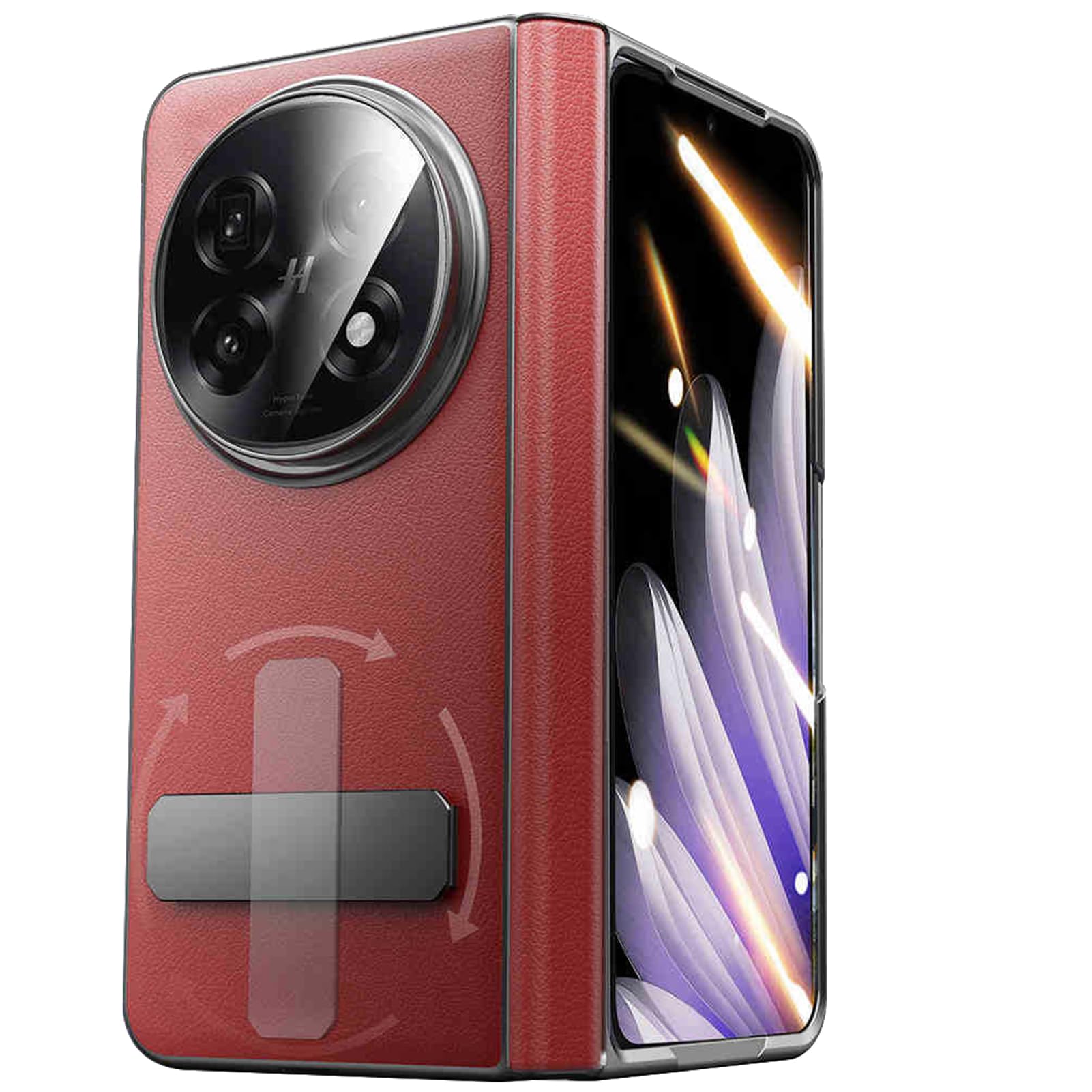 Podpórka etui do Oppo Find N5, zawias, kompleksowa ochrona przed upadkiem, prawdziwa skóra, pokrowiec wrażliwy na ekran, lekka luksusowa osłona, czerwony, Find N5