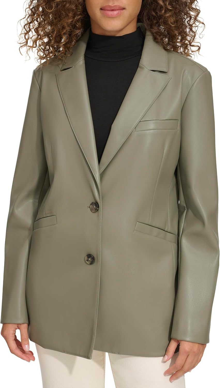 Levi's Womens Faux Leather Single Breasted Blazer - Image 2