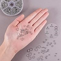 Vista 2 de PH PandaHall 1000 piezas de anillos de salto abiertos de acero inoxidable 304 de 4/5/6/8/9/0.394 in, calibre 18 con 1 juego de 5.1 pulgadas