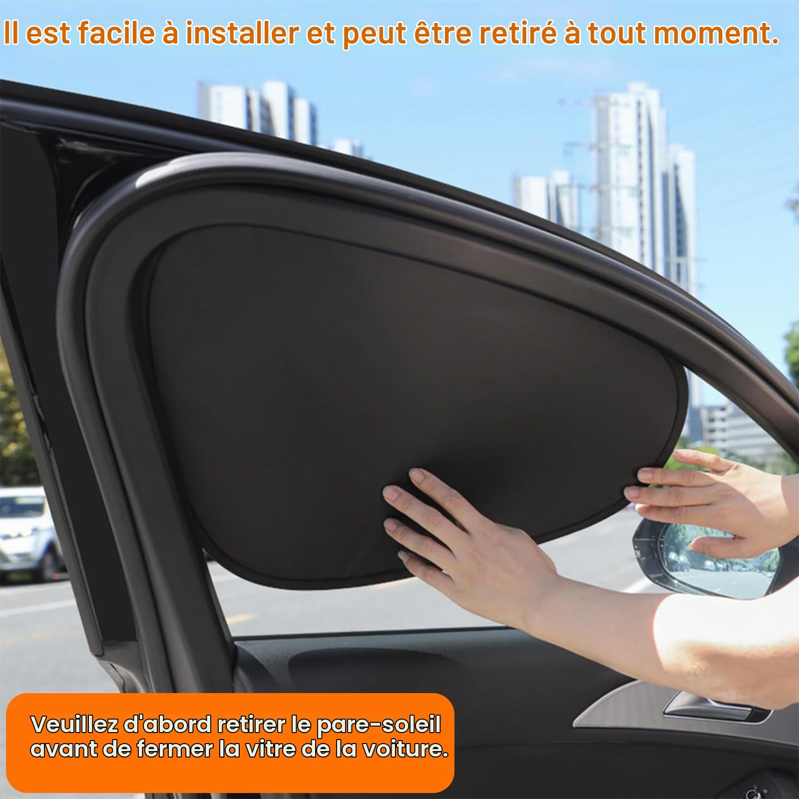 4PCS Pare-Soleil pour Vitre de Voiture, Pliable Abat-Jour de Visière de Fenêtre Latérale, Autocollant Statique, Ne Bloque Pas Les Rétroviseurs, pour la Plupart des Voitures, Fourgonnettes
