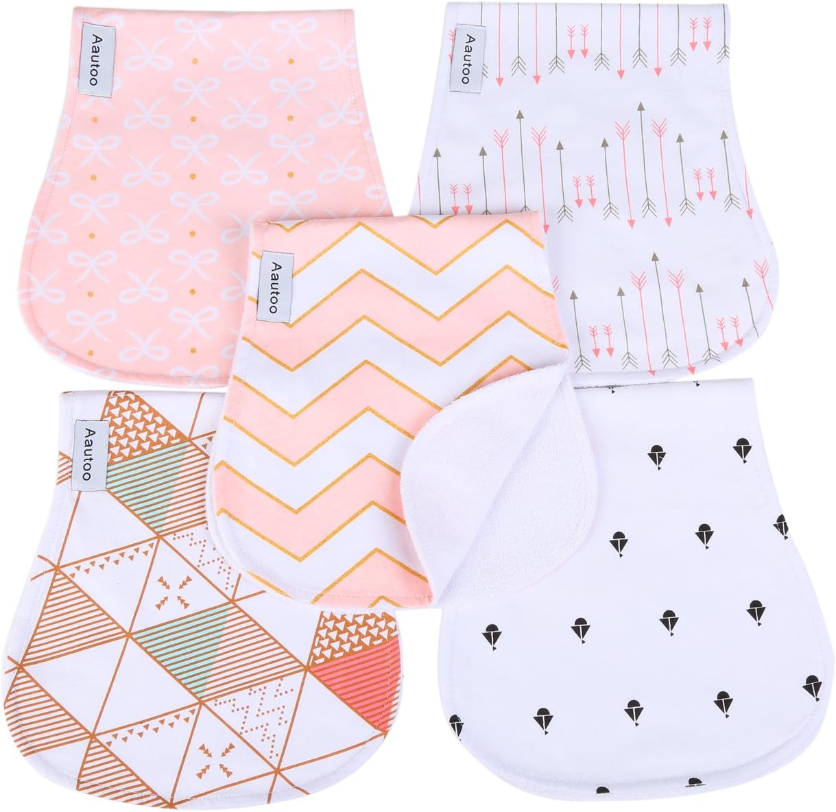 Baby Burp Cloths for Girls 5 Pack Burp Cloths Towel Burping Rags for Babies Newborns Baby Shower 100% Super Absorbent Organic Cotton Soft Triple Layer
