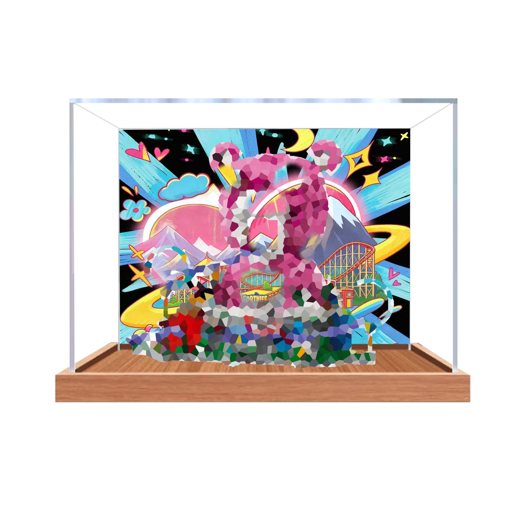 Dustproof acrylic Display Case for Le-go 77082 Model (display box only) (StyleB Background 3mm)