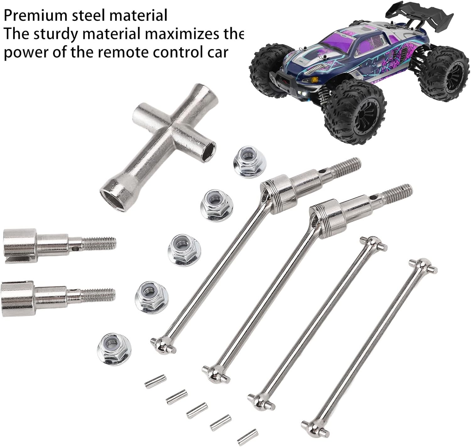 AMONIDA RC Car Drive Shaft, Front Rear Remote Control Car Drive Shaft, 61mm Rear Dog Bone RC Drive Shaft for SCY 1/16 16103 16201 16101 16102 Pro RC Cars