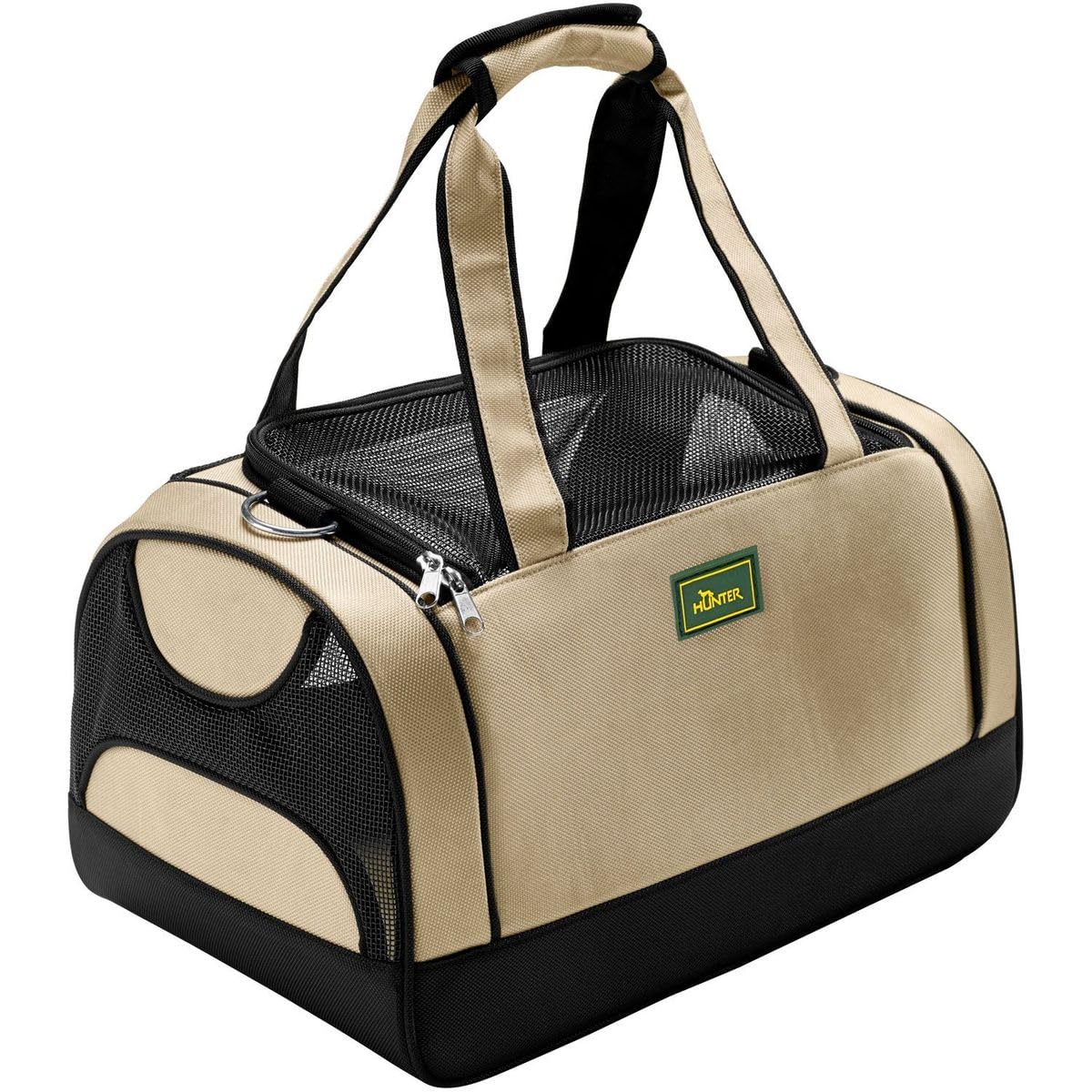 HUNTER Portland Tragetasche für kleine Hunde und Katzen, 40 x 25 x 25 cm, beige/schwarz