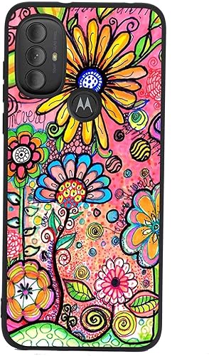 Compatible con Moto G Power 2022, funda de flores psicodélicas, diseño de pintura colorida hippie Indie Foral para Moto Case para niños, niñas y