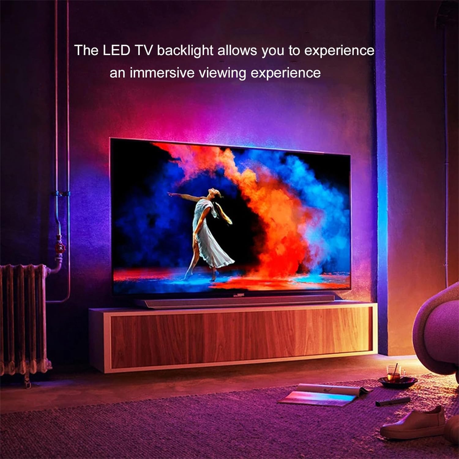 Luces LED para TV, retroiluminación, música, sincronización de Color, Tira de Luces LED Inteligente, con Caja de sincronización para música y Juegos (tamaño: 79" a 99")