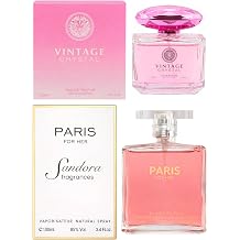 Sandora Fragrances Women's Perfume 2-Pack Eau de Parfum Two Full-Size 100 ml Bottles Soft Floral Vintage Crystal + Modern Elegant Paris For Her Fragrance