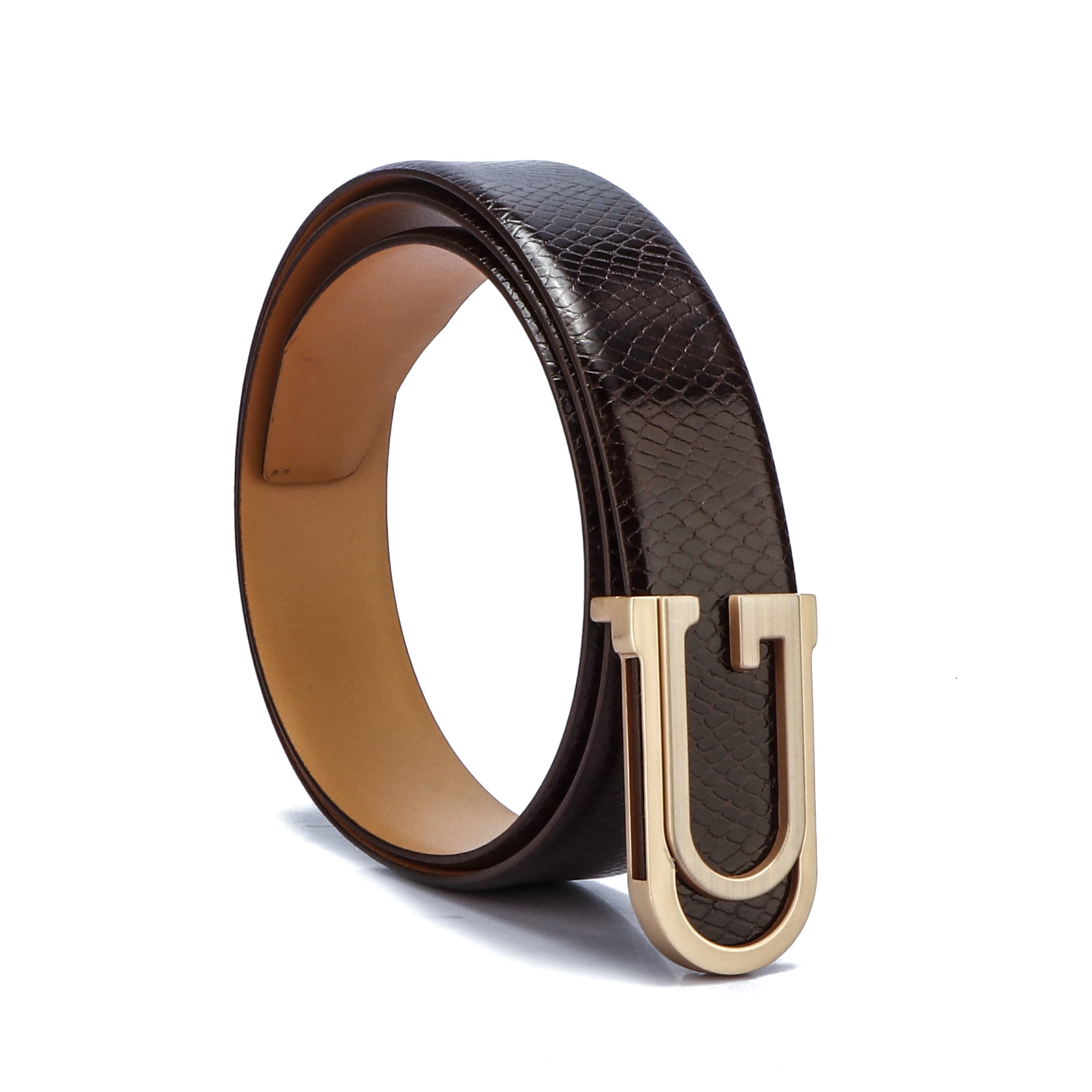 GIL Genuine Leather Belt for Men Perfect for Formal and Casual Wear with Adjustable Waistband Buckle, Snake-Print Classic Design Ideal for Jeans, Gifting, Office, Party or Daily Use
