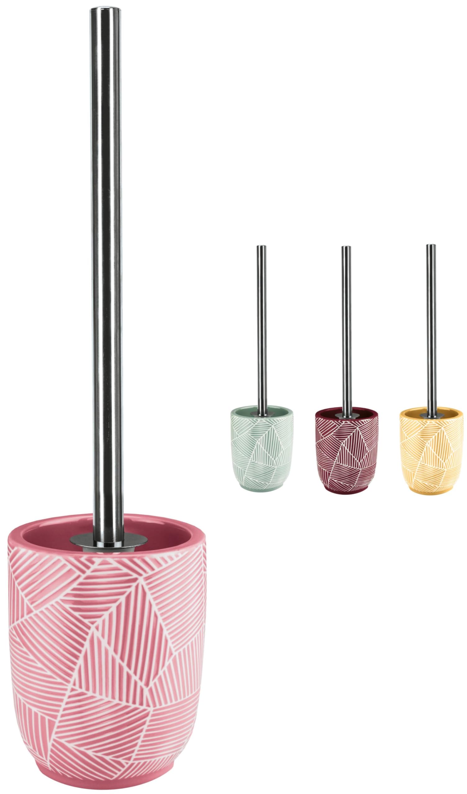 KW Pottery Ceramic Toilet Brush and Holder (Pink)