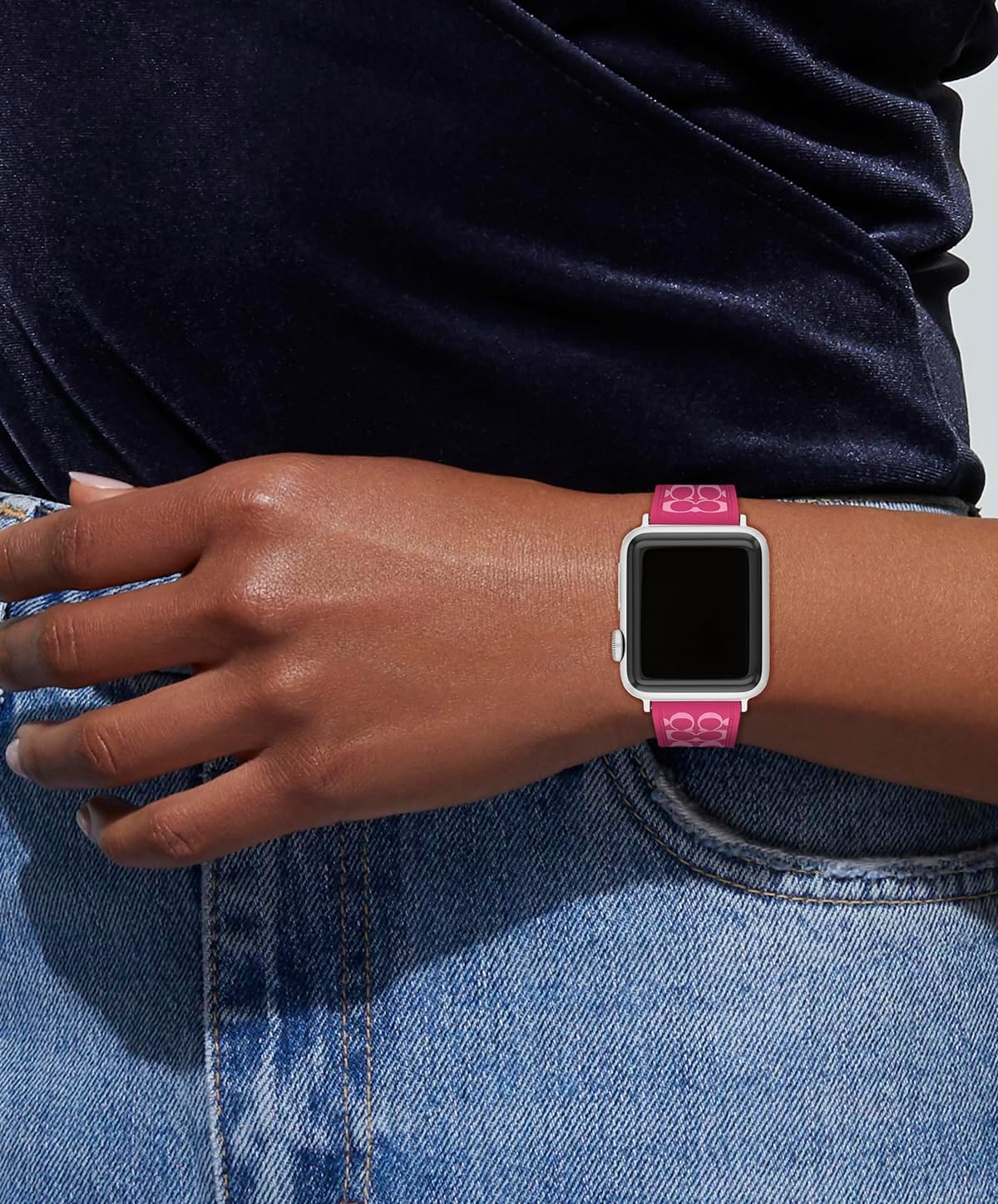 Coach 14700287 Women's Rubber Strap for Apple Watch, Pink, 小