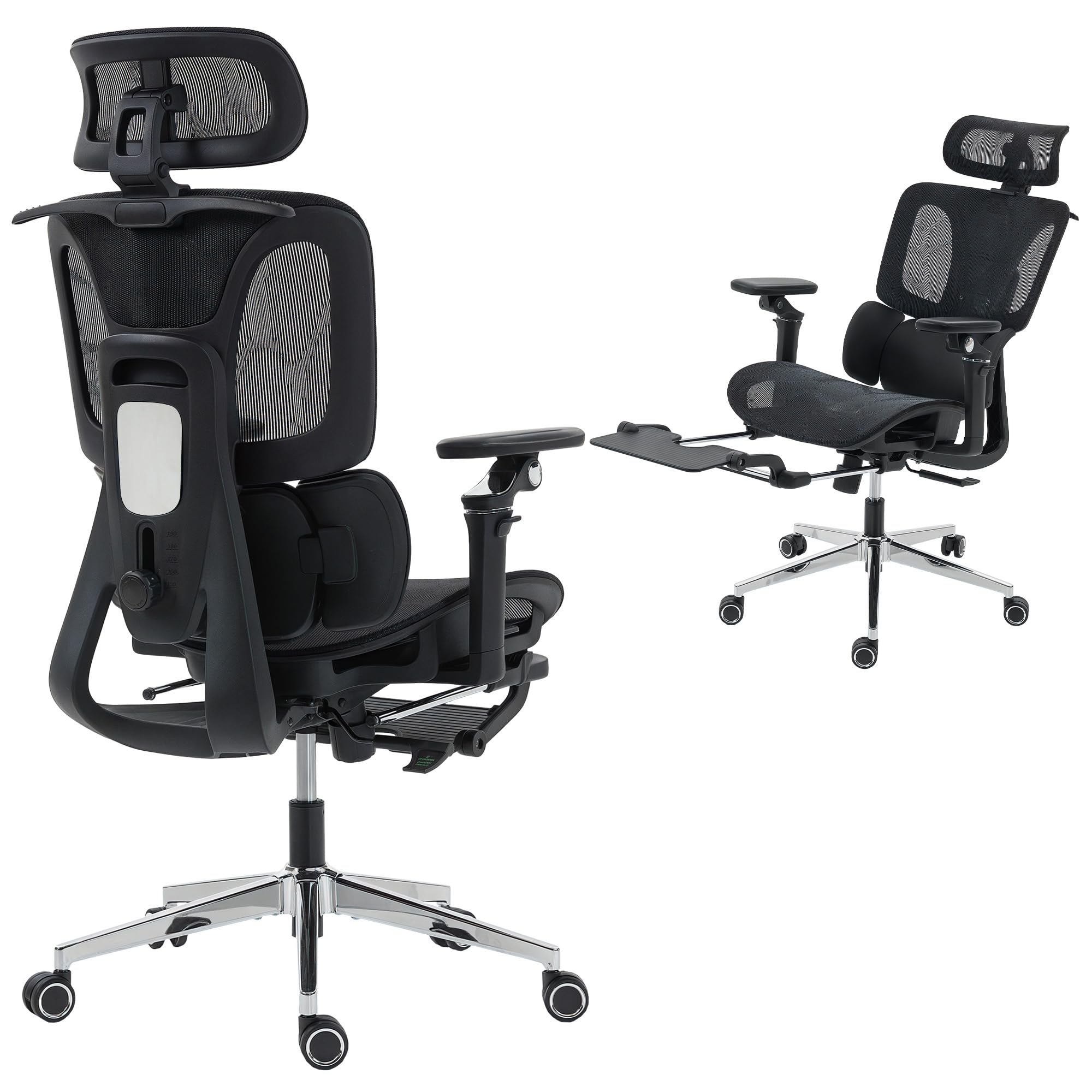 HOMCOM Chaise Bureau Ergonomique en Maille Inclinable Accoudoirs 6D Noir