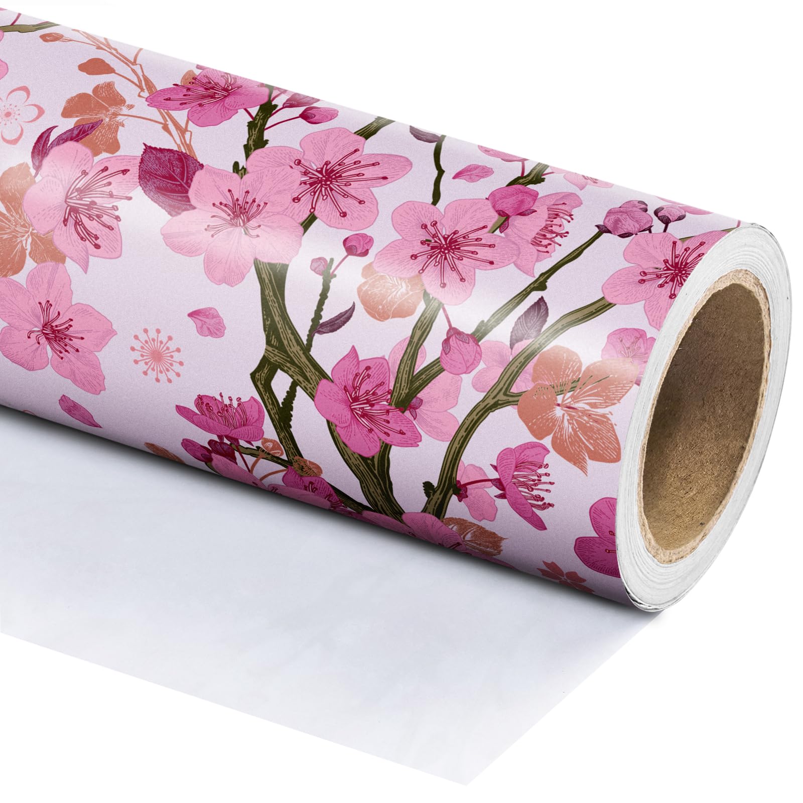 WRAPAHOLIC Florales Geschenkpapier – Mini-Rolle – 43,2 Cm X 5,2 M – Sakura-Kirschblüten-Design Für Geburtstag, Hochzeit, Schubladeneinlagen, Schrankregale, Geschenkpapier