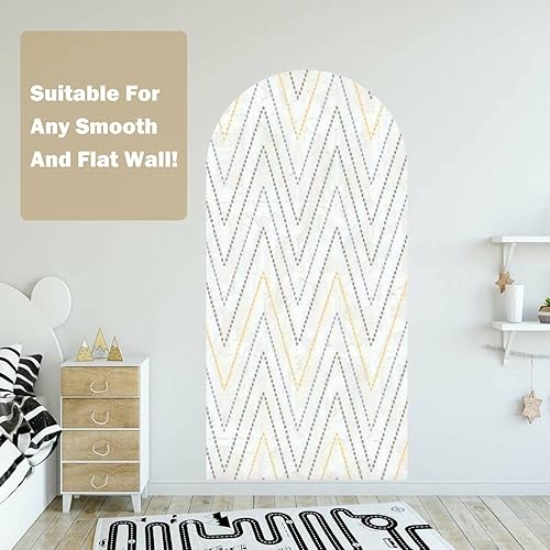 Miniatura 5 de Calcomanía de pared de arco de primavera con lunares en zigzag, línea ondulada texturizada, puede utilizarse para despegar y pegar, papel tapiz