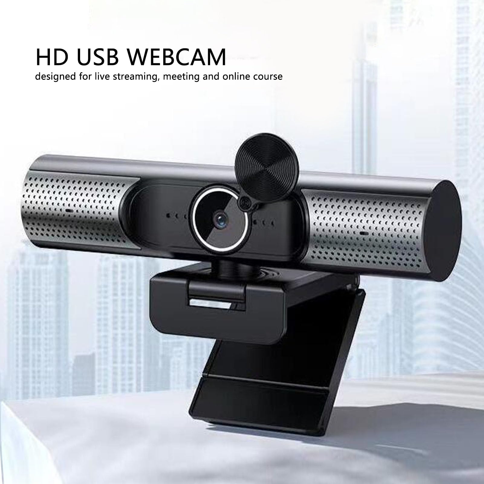 Yctze Webcam USB 2K avec Haut-Parleur HiFi, Micro Réduction, Caméra PC Plug and Play pour Chat Vidéo