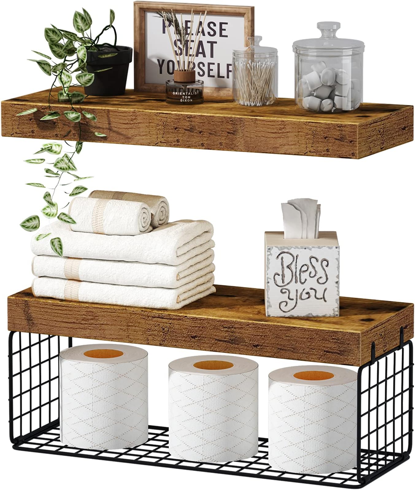 QEEIG ‎Bathroom Shelves Above Toilet Wall Storage Paper - View #2