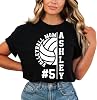 LASFOUR Personalized Volleyball Mom Shirts for Women, Volleyball Mom Shirts with Team Name and Number