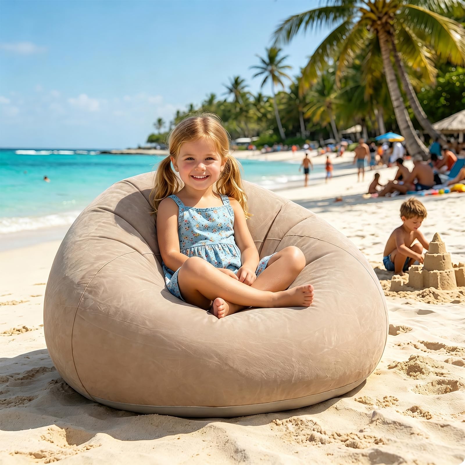 Tragbares & Wasserdichtes Luftsofa für Outdoor, Aufblasbarer Sessel Sitzsack, Camping, Strand, Pool und Reisen | Aufpumpen, Tragbar, Bequem (Grau)