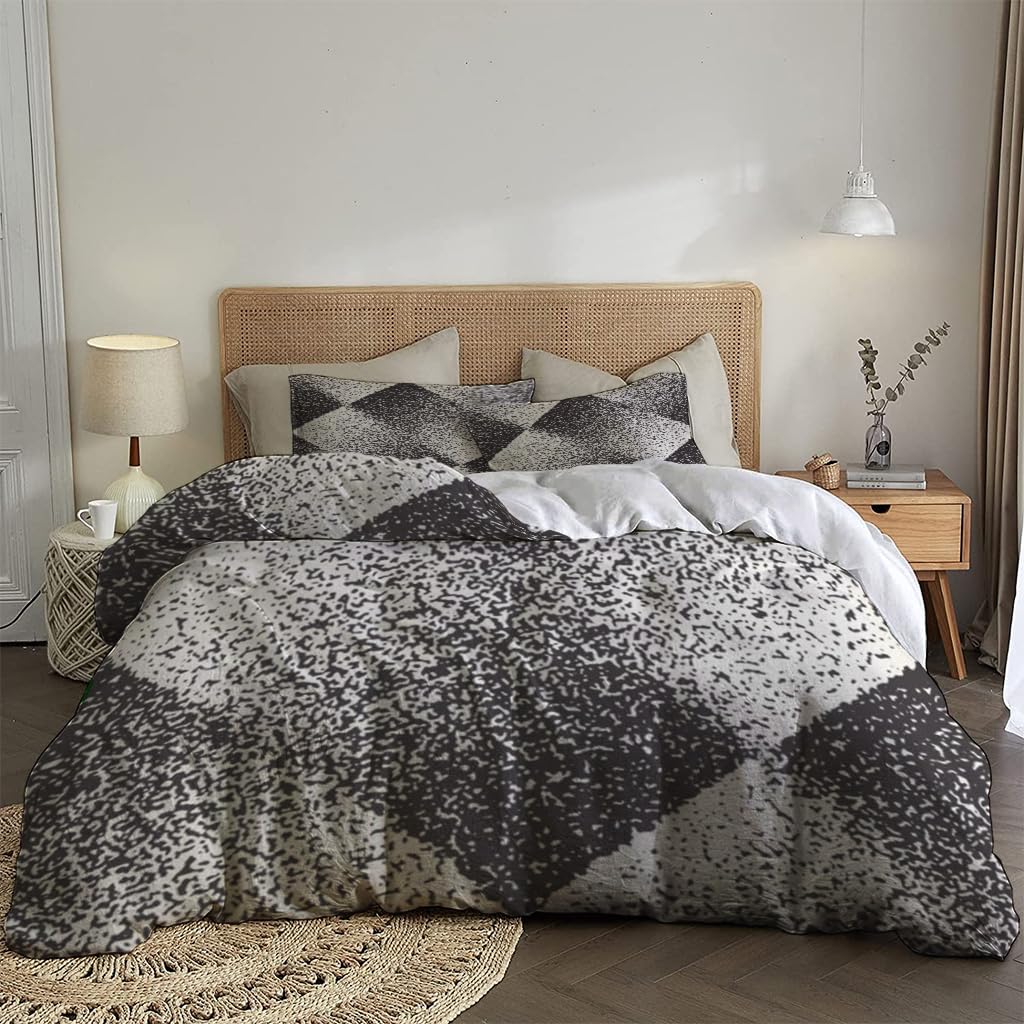 NIBAINLO 布団カバー抽象的な幾何学的形状のヴィンテージパターン 肌に優しい ピーチスキン加工 掛け布団カバー 和式 洋式 あったか 布団カバーセット リバーシブル ホームステイ ホテル 家庭兼用