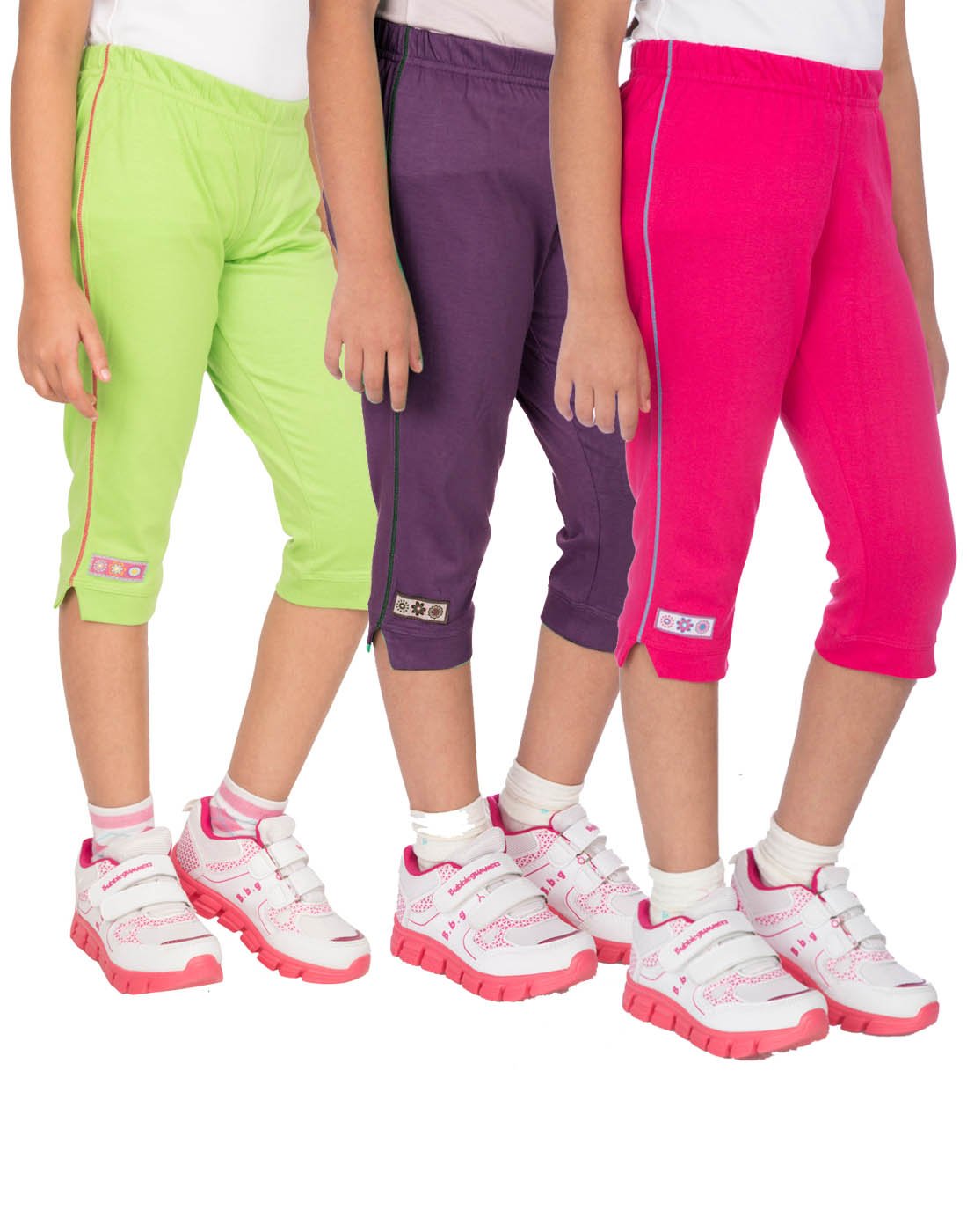 OCEAN RACE 100% Coton Girls Capri Pack of- 2